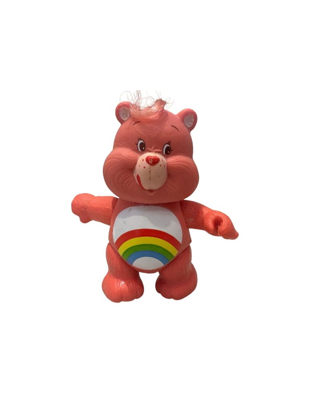 Vintage 1983 Kenner Care Bears Cheer Bear Poseable Figure Pink Rainbow 3.5"